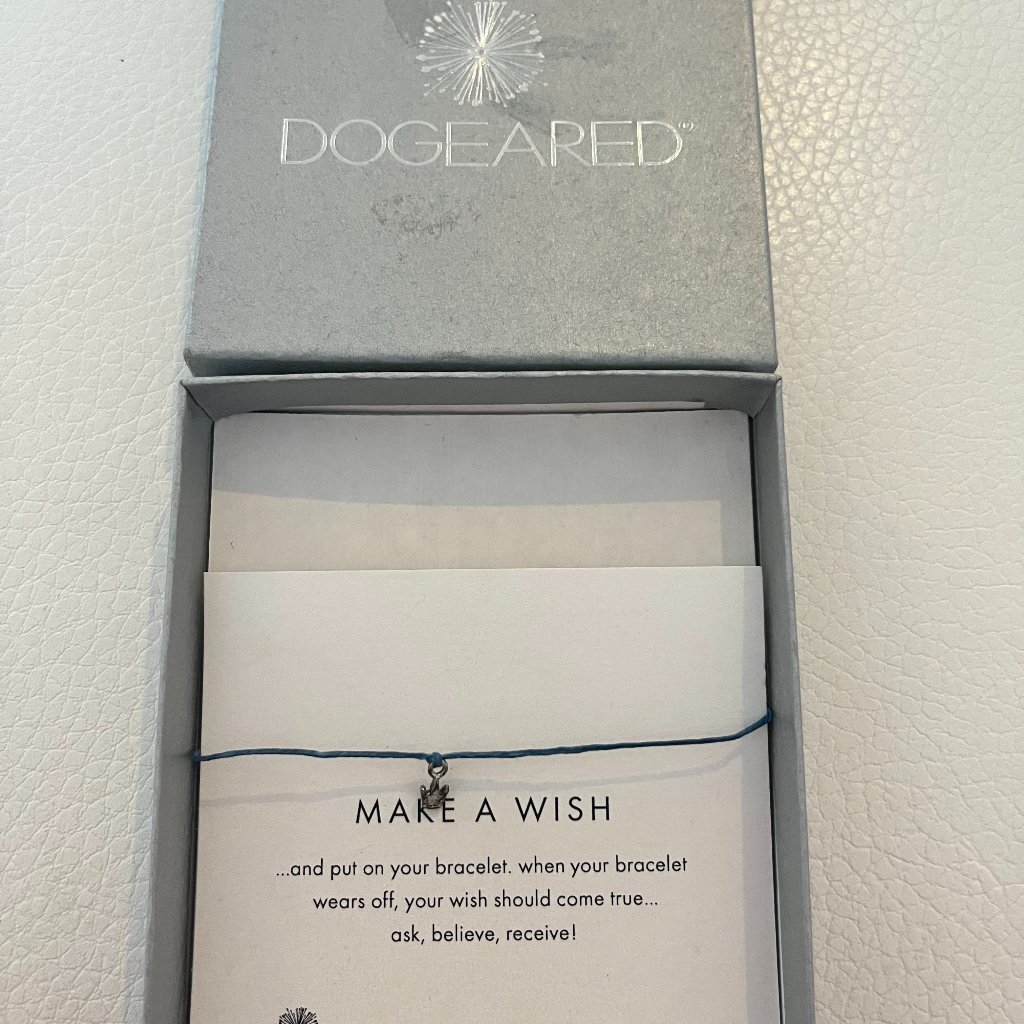 New Boxed Dogeared Blue Cord Make A Wish Bracelet 33$